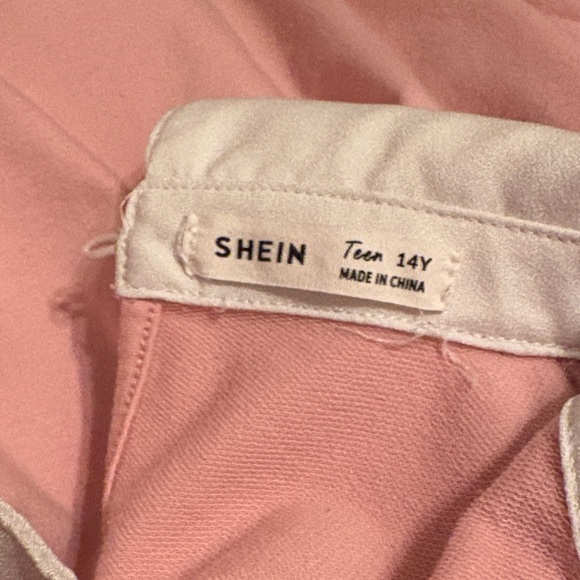 SHEIN Pink Pearl-Studded Sweatshirt with White Collar - Picture 2 of 4